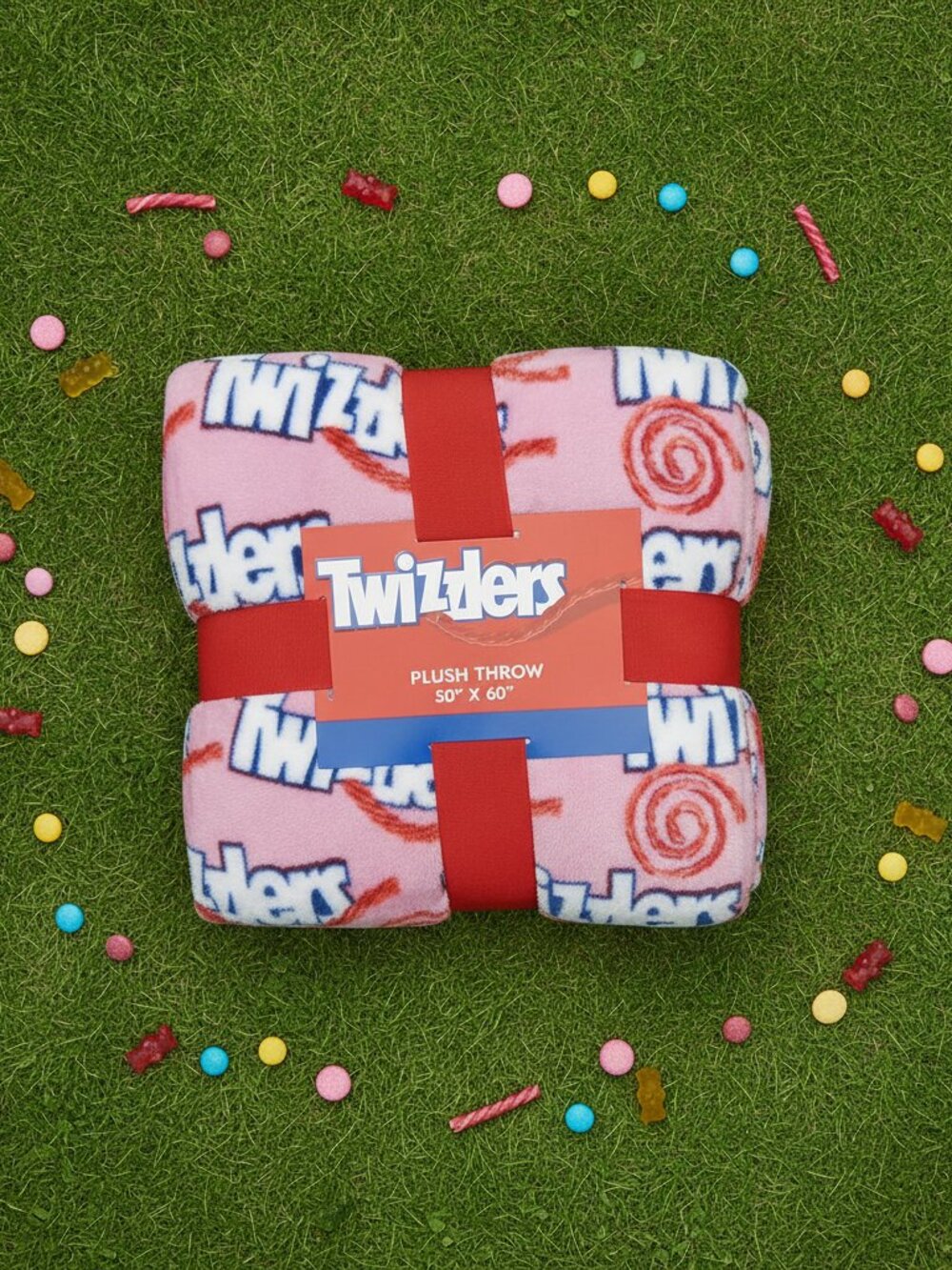 🥨🍒 Twizzlers Pink Logo Plush Throw Blanket